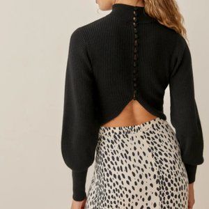 NWT Reformation - Kieran Cashmere Button Back Sweater (black)